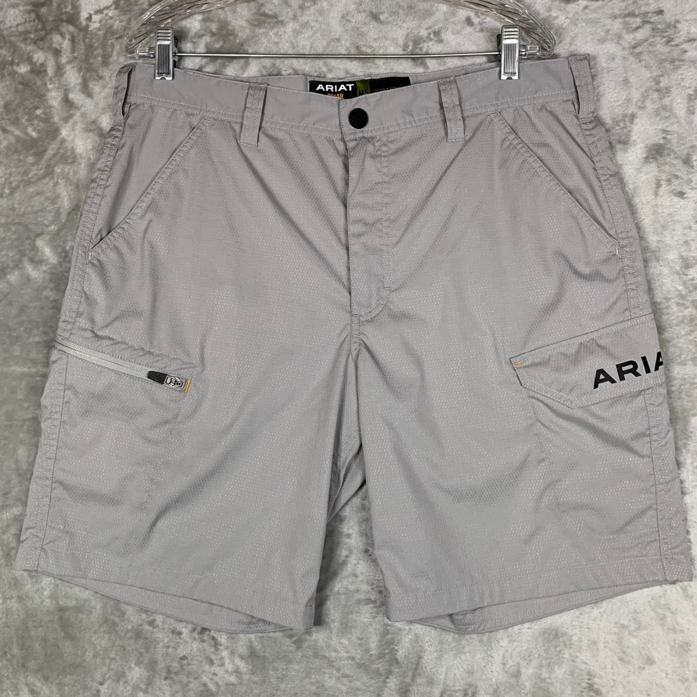 Ariat Rebar M5 Straight Shorts Mens 33 Grey Ultralight Cargo 8" Inseam Outdoor